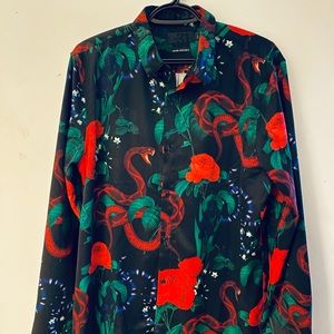 COPY - Men’s satin button down shirt in snake and…